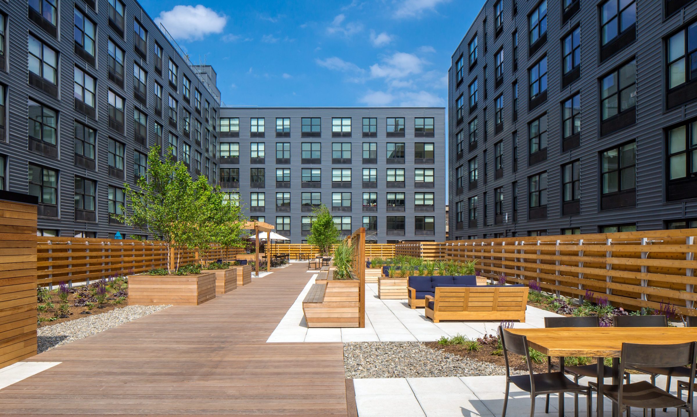 Courtyard with benches and tables