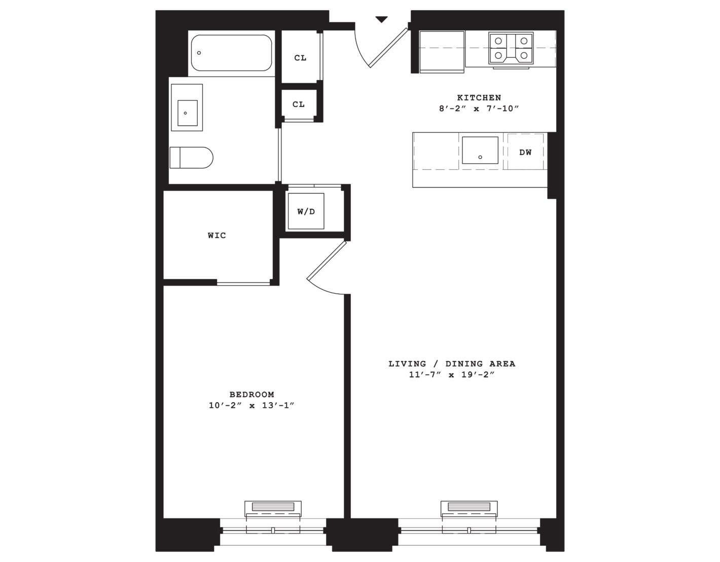 Eleven33 - Residence A - Large 1 bedroom, 1 bath. Large master with walk-in closet and modern amenities