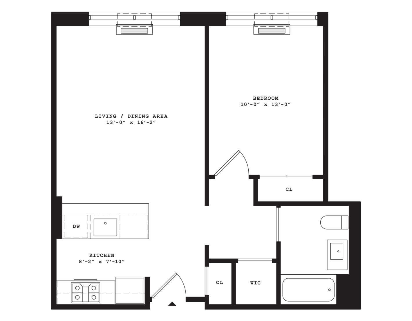 Eleven 33 Open floorplan 1 bedroom, 1 bathroom