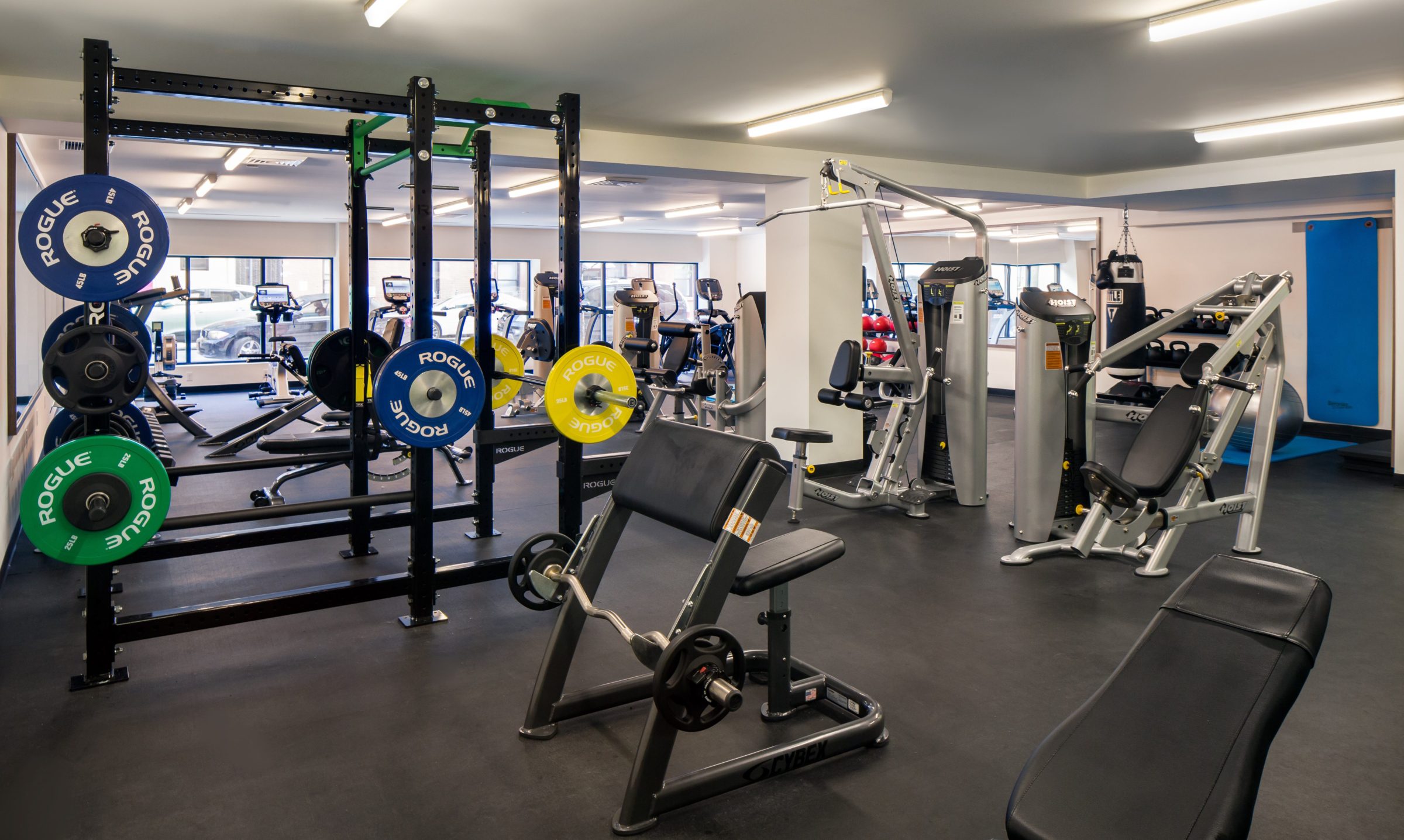 Fitness center with free weights